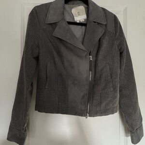 Women's Gray Perforated Suede Jacket